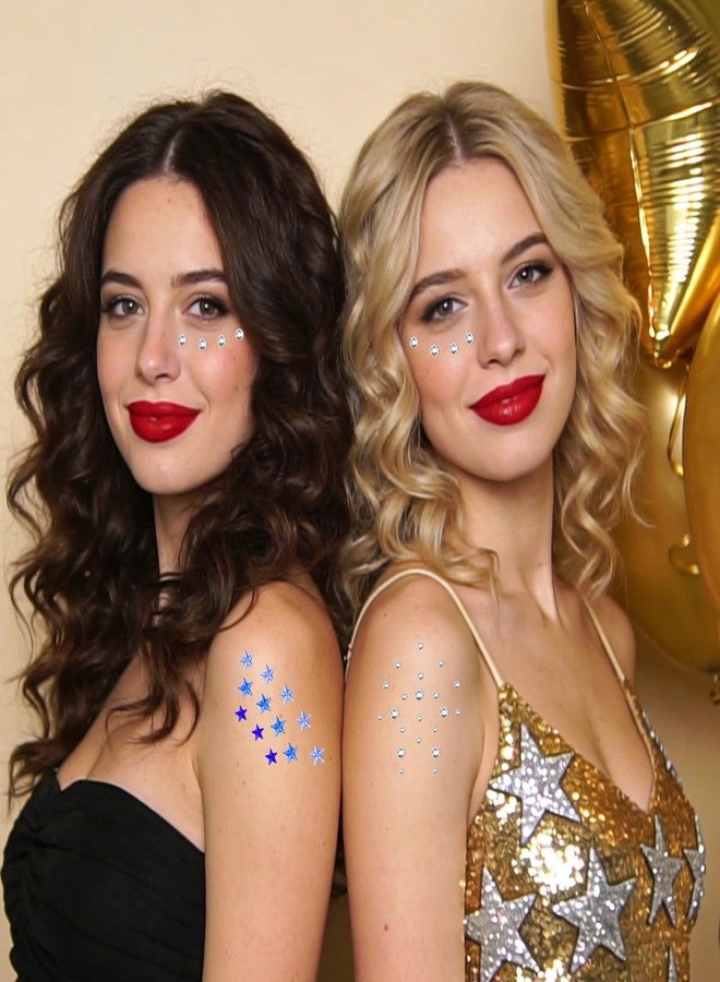 Zelphvt 5 Sheets Face Gems for Women Star Face Stickers Faces Stickers with 1 Blue Tweezers Makeup Gems for Eyes, Crafts, Princess Queen Cosplay Festival Party Makeup - Image 5